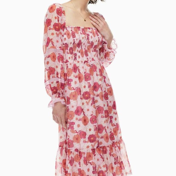 Aritzia - Wilfred grace dress Smocked square-neck midi dress - Picture 3 of 10